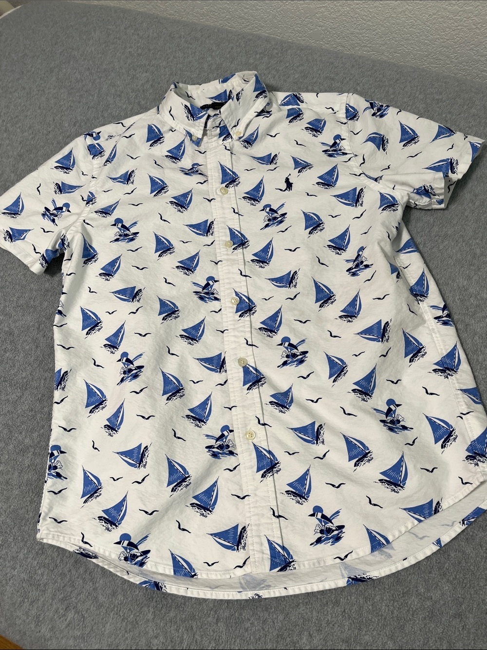 Boys Polo Ralph Lauren Button Shirt Size XL Nautical Sailboat Preppy Summer